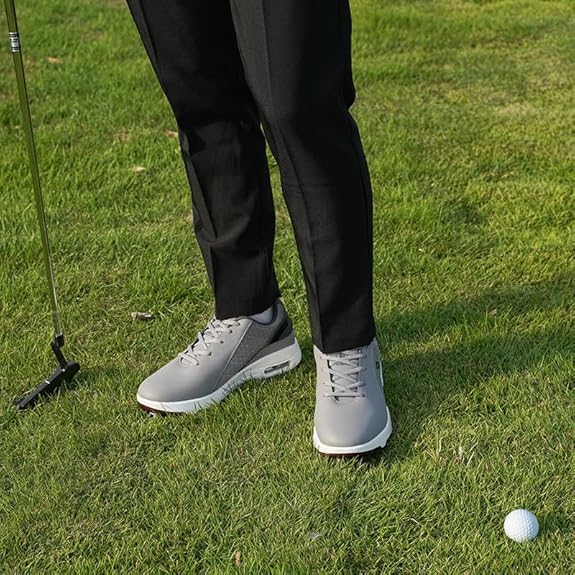 FENLERN Men's Golf Shoes with Spiked Waterproof Leather Upper